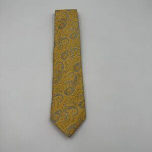 Parisian Signature 100% Silk Yellow & Blue Paisley Tie